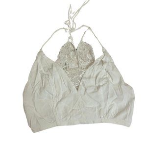 Free People White Halter Tie Top